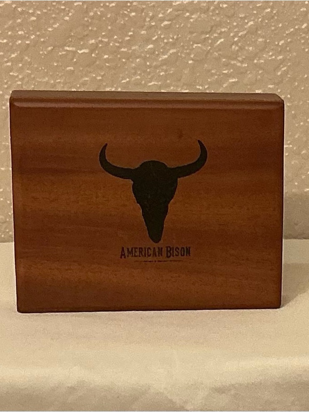 American Bison Brown Leather Wallet with Wooden Gift Box